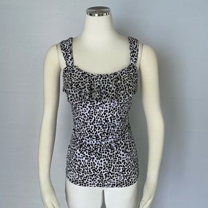 WHBM Leopard Ruffle Top Size Small